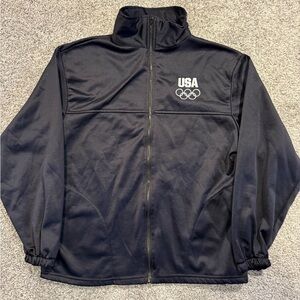 Vintage Team USA Jacket Men Medium Blue Olympic Made in USA Full Zip Embroidered